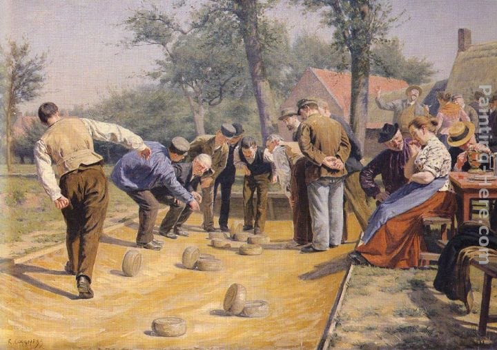 Remy Cogghe A Game of Bowls in the Village Square